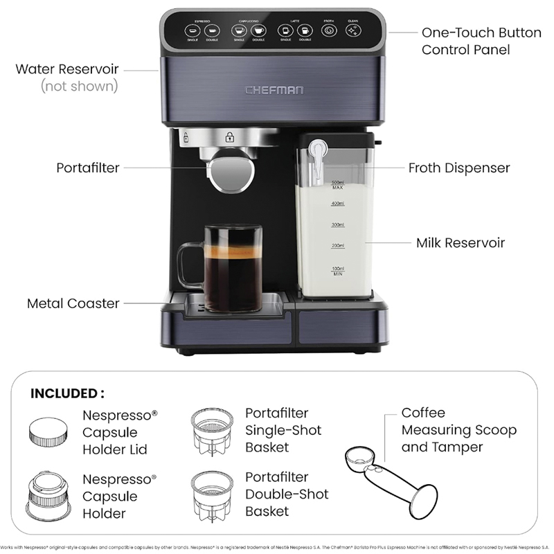 Cafetera Pro Plus Pro 6 en 1  1.8 Litros Negra Chefman