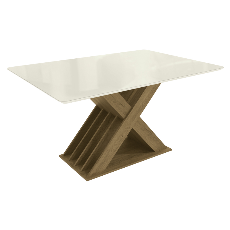 Mesa de Comedor Campinas 80x120cm Blanca con Vidrio