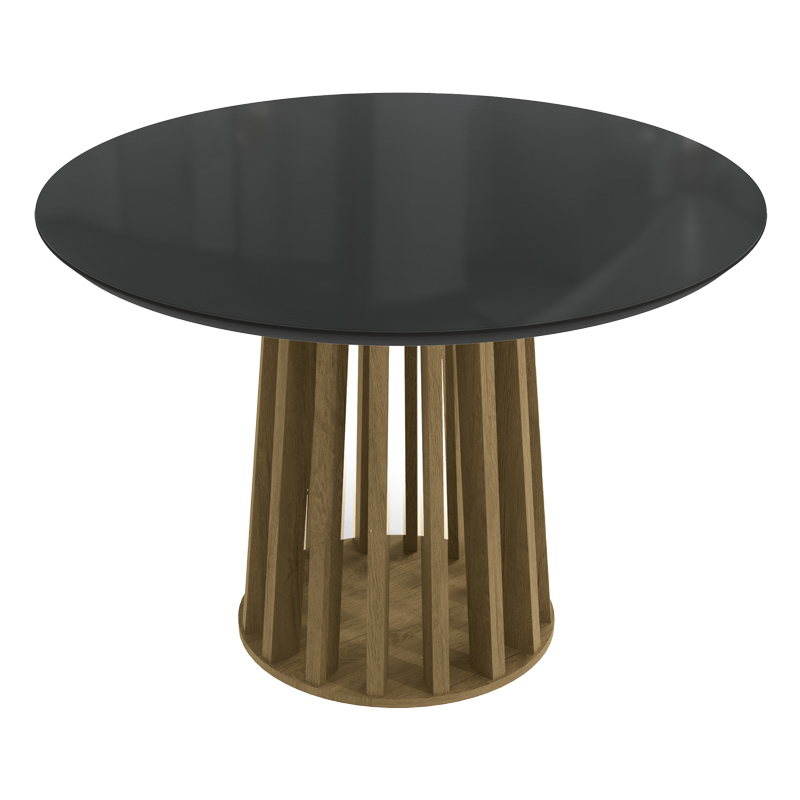 Mesa de Comedor Olinda 105cm Negra con Vidrio