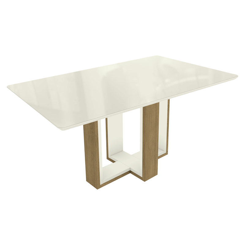 Mesa de Comedor Natal 90x160 cm Blanca con Vidrio