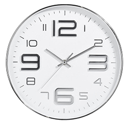Reloj de Pared 30cm Blanco Cromo