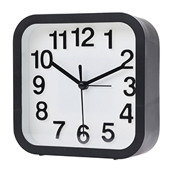 Reloj de Mesa con Alarma 13x13cm Blanco Negro