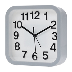 Reloj de Mesa con Alarma 13x13cm Blanco Gris