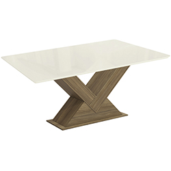 Mesa de Comedor Paraty 90x180cm Blanca con Vidrio