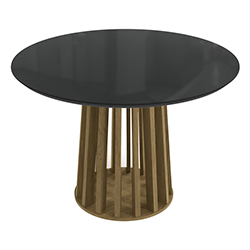 Mesa de Comedor Olinda 105cm Negra con Vidrio