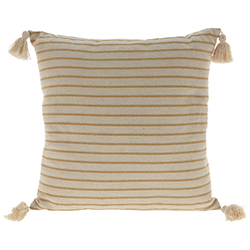 Cojín Decorativo 45x45cm Tejido Beige con Borlas