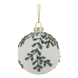 Bola Ho Ho Holiday Leaf Blanco Verde 8cm