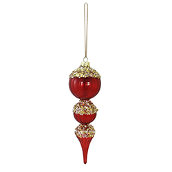 Bola de Vidrio con Lentejuelas Rojo Oro 6x21cm