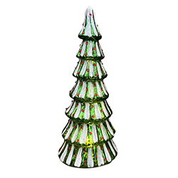 Árbol de Navidad de Vidrio Verde Blanco con Luz  10x23cm