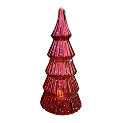 Árbol de Navidad de Vidrio Rojo Oro con Luz 8x20.5cm