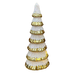 Árbol de Navidad de Vidrio Oro Blanco con Luz 10x23cm