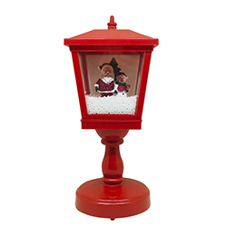 Farol Rojo de Mesa Musical Santa Muñeco de Nieve  