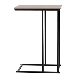 Mesa Auxiliar Madera Natural y Metal Negro 58cm