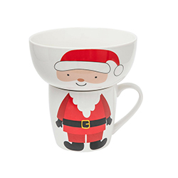 Bowl + Taza de Cerámica Navideña Papa Noel