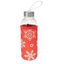 Termo de Vidrio 500ml con Forro Diseño Navideño